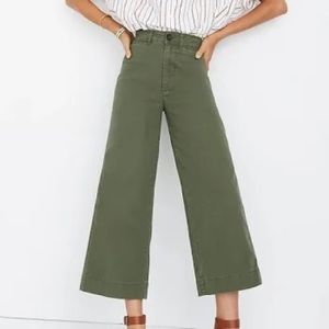 Madewell Emmett Wide Leg Crop Pants in Green | Size 30